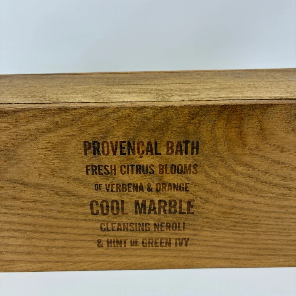 Restoration Hardware Provencal Bath Wooden‎ Storage Box Sliding Lid Rustic Brown